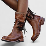 Theano - Botine din piele cu șireturi pentru un stil atemporal