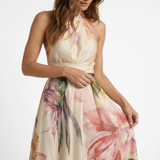Anca - Rochie lungă cu decolteu floral și bretele