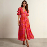 Elena - Rochie maxi cu decolteu adânc.