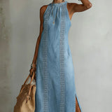 Julia™ | Rochie din denim cu dantelă retro