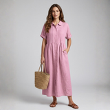 Electra - Rochie-camasa din bumbac lejer