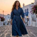 Lana - Rochie elegantă din bumbac cu guler