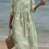 Gwen | Rochie Midi cu model de plante și flori