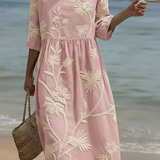 Phoebe | Rochie midi cu model de plante și flori