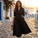 Lana - Rochie elegantă din bumbac cu guler