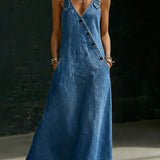 Vera™ | Rochie lungă din denim cu nasturi