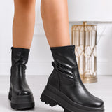 Alexia - Botine negre elastice de luptă cu platformă chunky