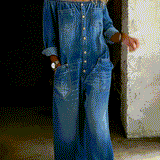 Elena™ | Salopetă din denim cu umeri descoperiți