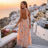 Stephanie - Rochie din mătase cu guler halter