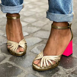 Zoe - Sandale bicolore cu guler