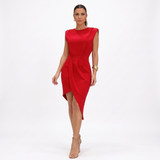 Emanuela - Rochie asimetrică cu umeri structurați
