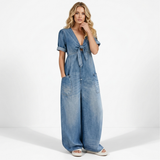 Daniela - Salopetă din denim cu decolteu în V