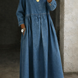 Clara™ | Rochie din denim cu guler Peter Pan