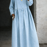 Clara™ | Rochie din denim cu guler Peter Pan