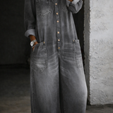 Elena™ | Salopetă din denim cu umeri descoperiți