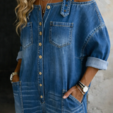 Sofia™ | Salopetă din denim cu umeri descoperiți