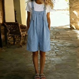 Clara™ | Salopetă scurtă din denim albastru deschis