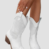 Xenia - Botine Cowboy Moderne din Denim cu Fermuar Pe Lateral