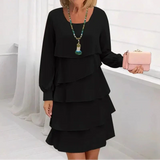 Margaret - Rochie elegantă de confort cu volane și mâneci lungi