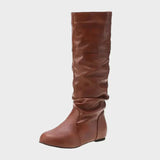 Vasia - Botine casual cu toc mic și plisaje