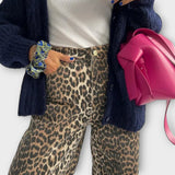 Chandra - Blugi vintage cu model de leopard