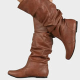 Vasia - Botine casual cu toc mic și plisaje