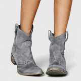 Libertate - Botine tip cowboy în stil retro, până la gleznă, cu un finisaj elegant