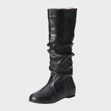 Vasia - Botine casual cu toc mic și plisaje