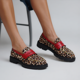 Marianna - Mocasin leopard cu suede sintetic și vârf rotund