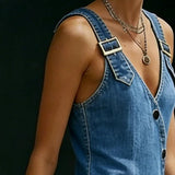 Vera™ | Rochie lungă din denim cu nasturi