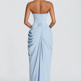 Mircea – Rochie Maxi de Gală cu Corset și Drapaj Rafinat