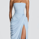 Mircea – Rochie Maxi de Gală cu Corset și Drapaj Rafinat