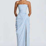 Mircea – Rochie Maxi de Gală cu Corset și Drapaj Rafinat