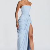 Mircea – Rochie Maxi de Gală cu Corset și Drapaj Rafinat