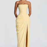 Mircea – Rochie Maxi de Gală cu Corset și Drapaj Rafinat