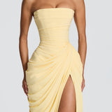 Mircea – Rochie Maxi de Gală cu Corset și Drapaj Rafinat