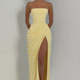 Mircea – Rochie Maxi de Gală cu Corset și Drapaj Rafinat