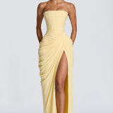 Mircea – Rochie Maxi de Gală cu Corset și Drapaj Rafinat