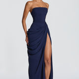 Mircea – Rochie Maxi de Gală cu Corset și Drapaj Rafinat