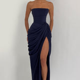Mircea – Rochie Maxi de Gală cu Corset și Drapaj Rafinat