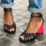 Zoe - Sandale bicolore cu guler
