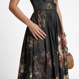 Clara - Rochie midi cu model floral plisat