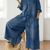 Diana™ | Salopetă vintage din denim cu nasturi