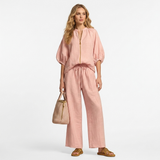 Alba - Set din două piese: Cămașă lejeră și pantaloni cu croială largă