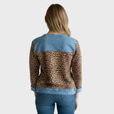 Roxy | Top cu model leopard și margini din denim